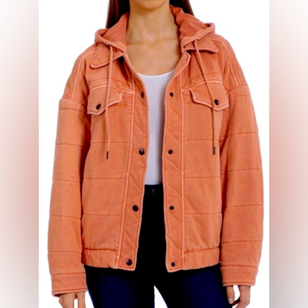 Avec Les Filles Quilted Hooded Terracotta Jacket - Size XS